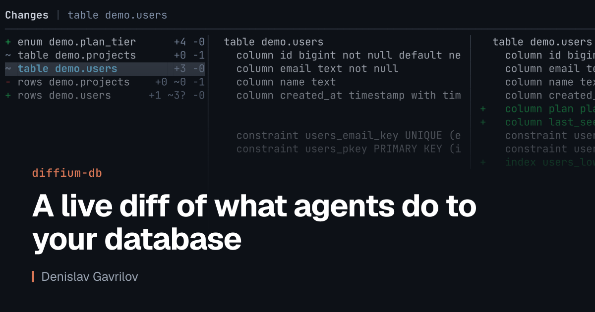 diffium-db: A live diff of what agents do to your database